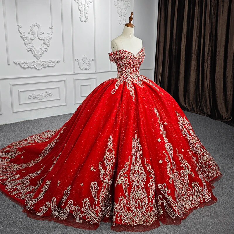 Quinceanera Dress Red Ball Gown Same As Photo Custom Size