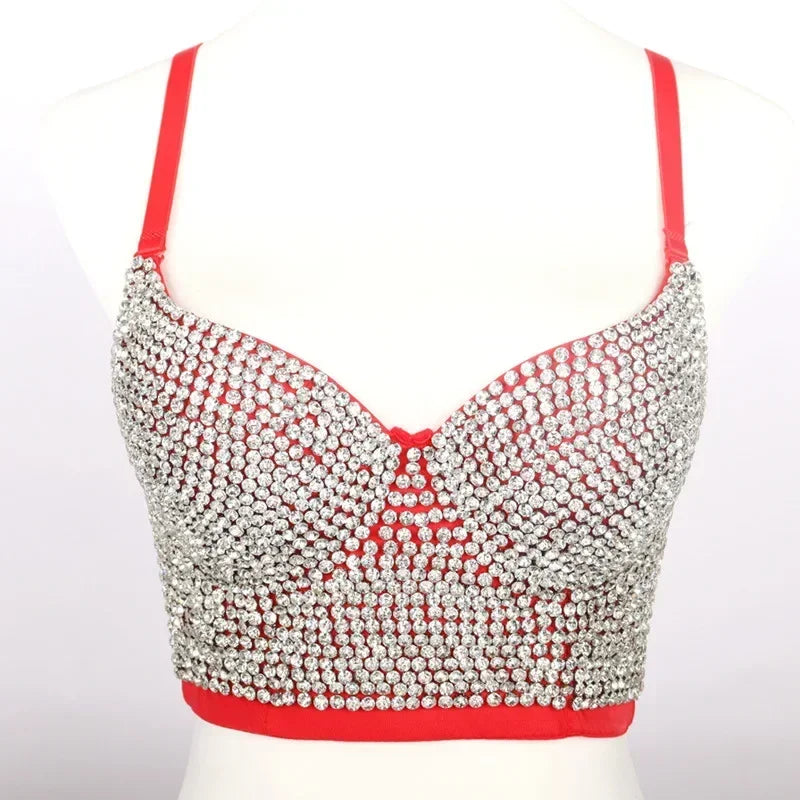 
                      
                        Rhinestone Diamond Sequin Tank Top Corset Crop Tops
                      
                    