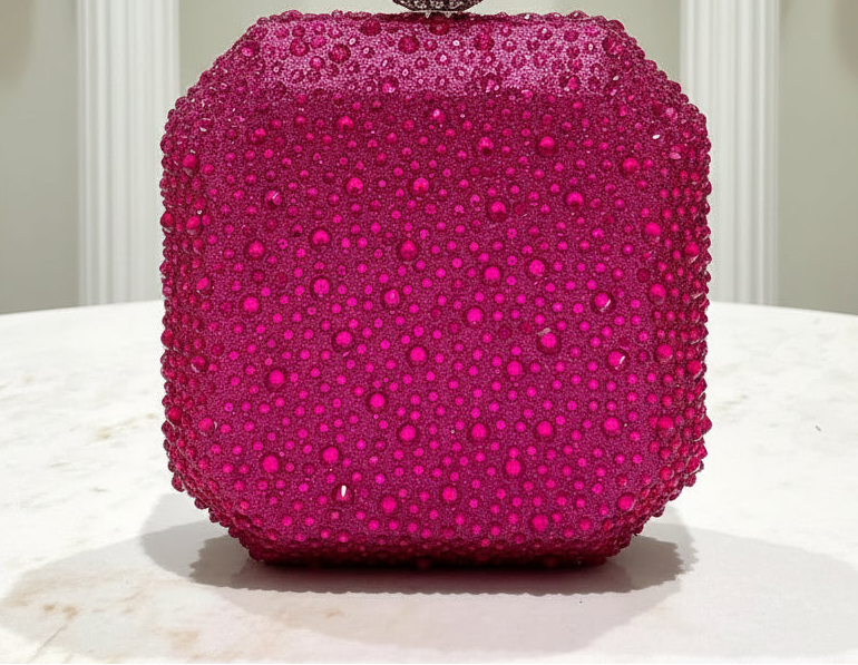 
                      
                        Mini Crystal Evening Clutch Metal Box  Wedding Small Party Purse, elevate your evening ensemble with this crystalline minaudiere
                      
                    