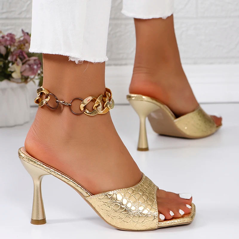 
                      
                        Luxury High Heels Sandal For Women Slip On Square Toe Summer Shoes
                      
                    