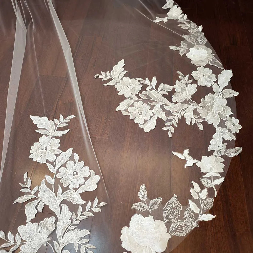 
                      
                        Fairy Floral Lace Wedding Bridal Veil with Comb 3 Meters Long Single Tier
                      
                    