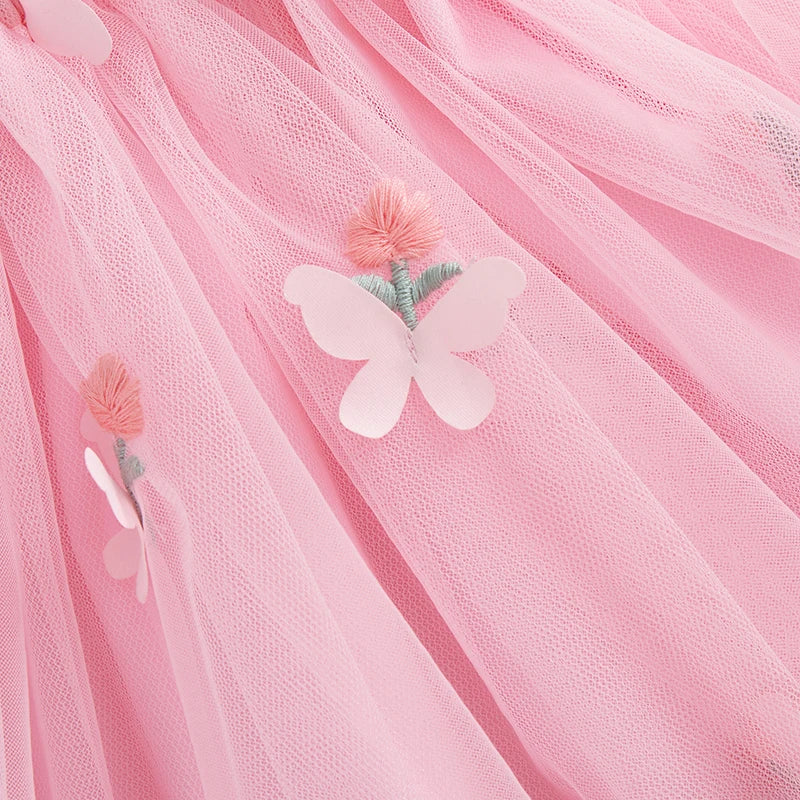 
                      
                        Girls Sleeveless Floral Tulle Princess Dress with Butterfly Detail
                      
                    