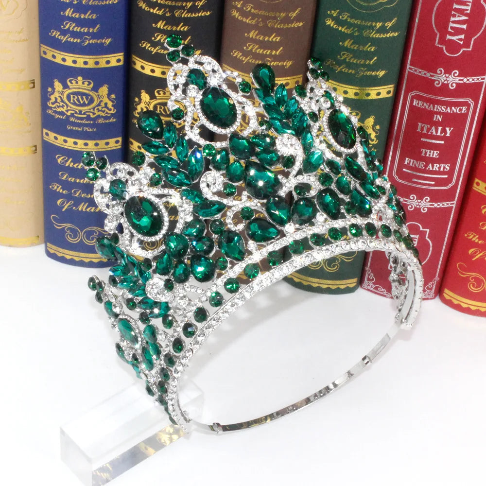 
                      
                        Big Round Crown Luxury High Royal Queen Crystal Tiaras Costume Hair Accessories
                      
                    