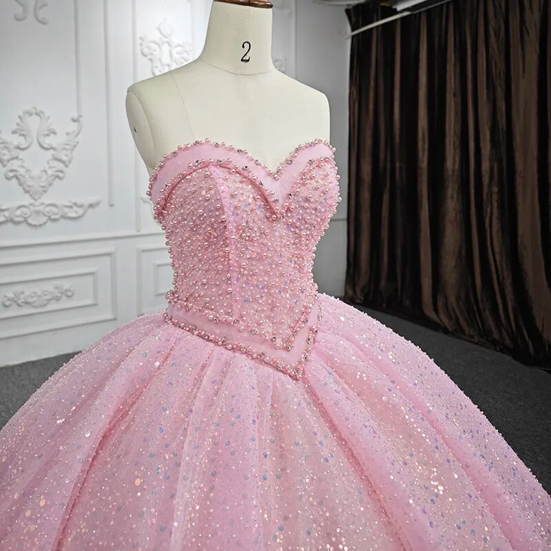 
                      
                        Pink Quinceanera Sequined Ball Gown  Dress
                      
                    