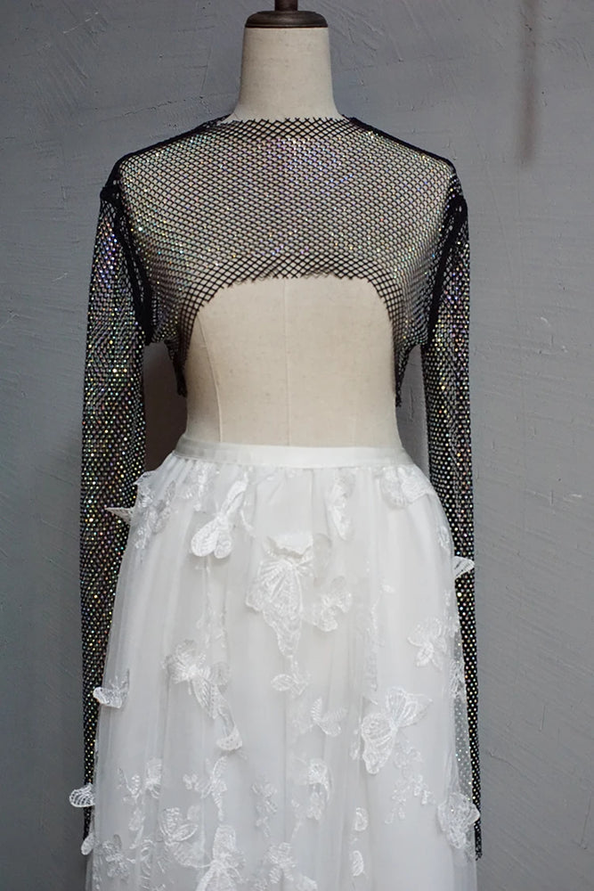 
                      
                        Bling Crystal Beaded Net Party Bolero Jacket
                      
                    