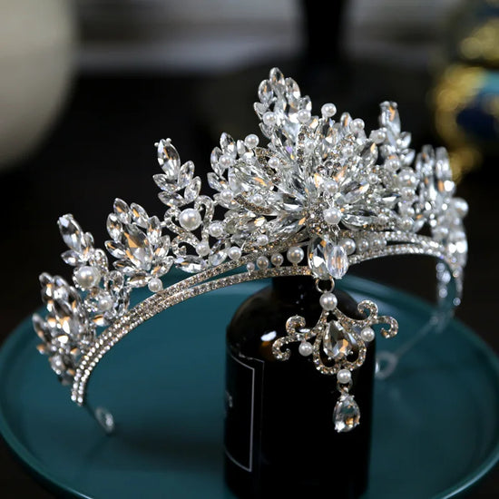 Head Jewel Crystal Royal  Silver Tiara Crown Accessory