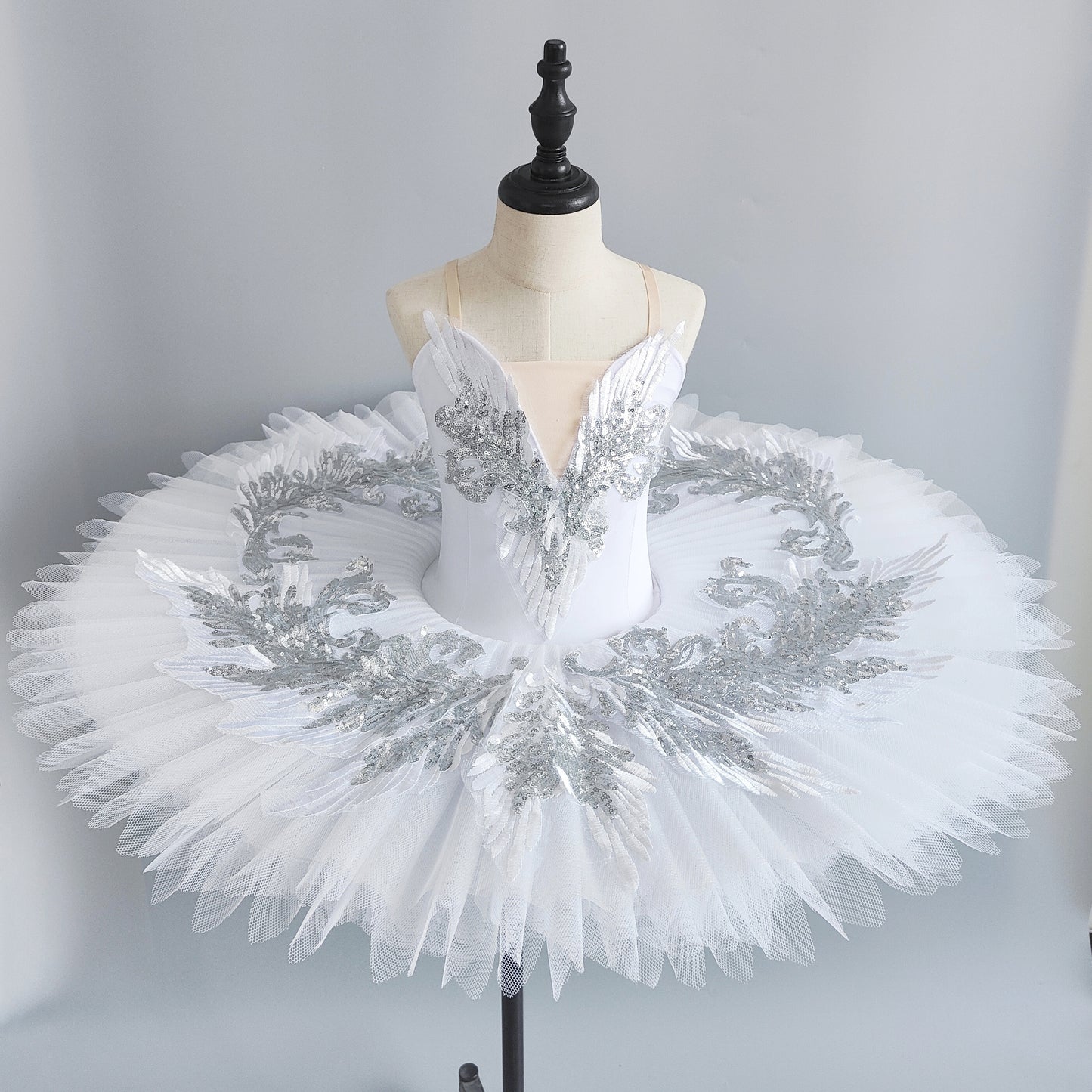 Girls White Stiff Tull Classic Pancake Tutu Nutcracker Snow Queen Professional  Ballet Costume