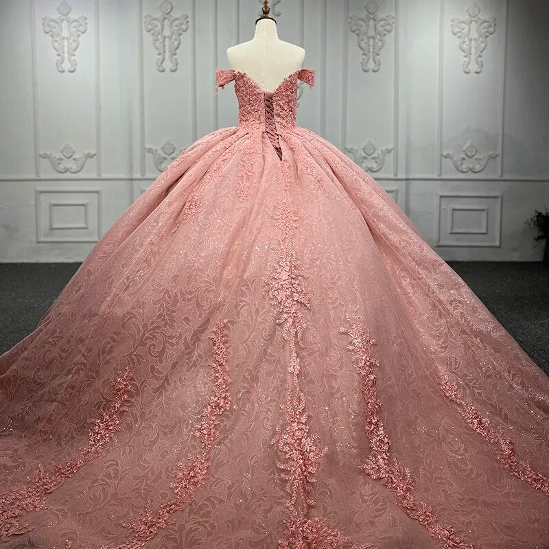 
                      
                        Quinceanera Pink Flower Ball Gown Dress
                      
                    