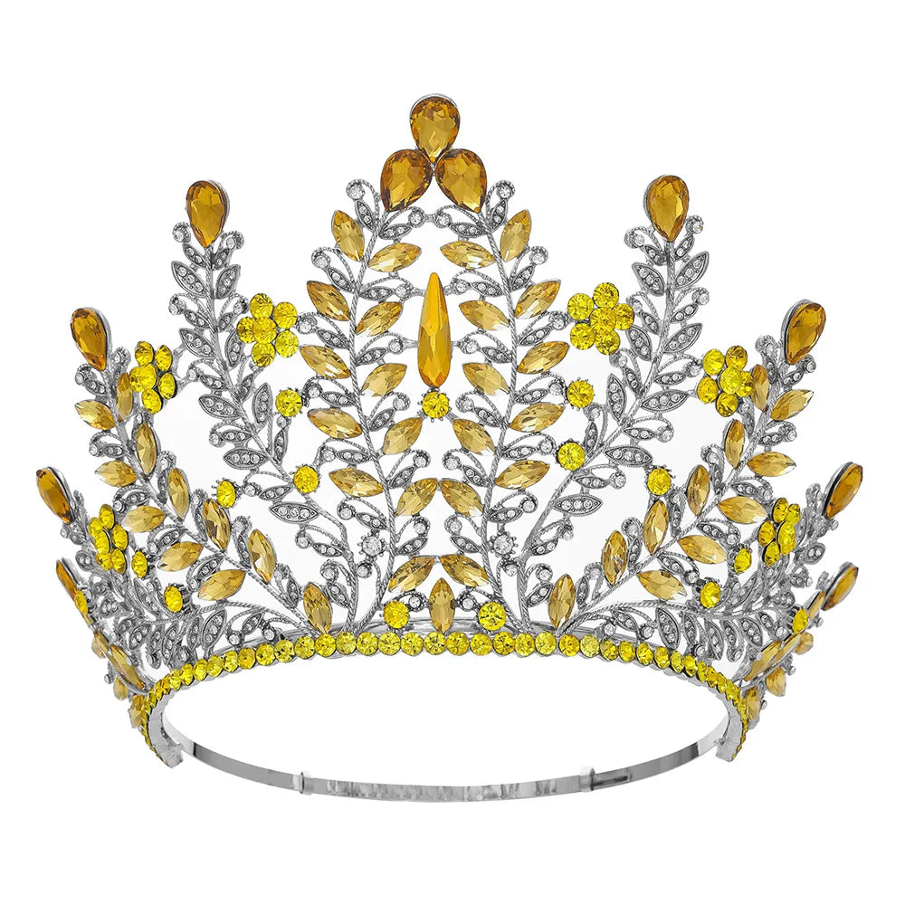 Crystal Tiara Beauty Pageant Champion Crown Full Round Metal Base, this stunning crystal tiara stands nearly 6 inches tall,