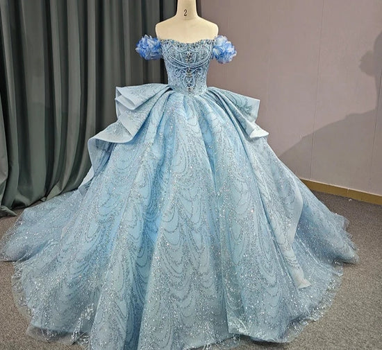 Blue Strapless Quinceañera Dress – TulleLux Bridal Crowns & Accessories