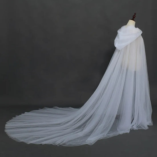 Summer Tulle Wedding Cape Hooded Cloak Bridal Shawl