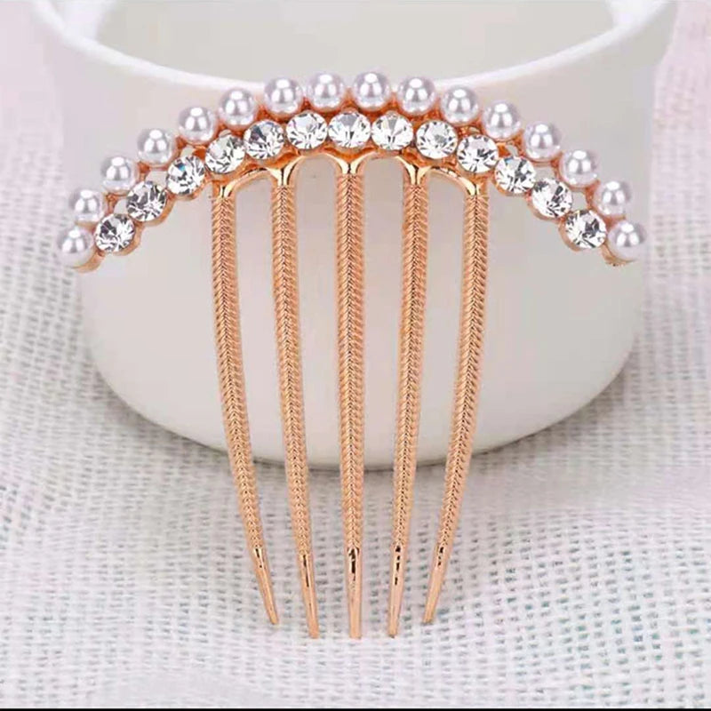 
                      
                        5 Teeth Hair Side Combs Pearl Crystal Wedding Bridal  Hair Comb Accessory
                      
                    