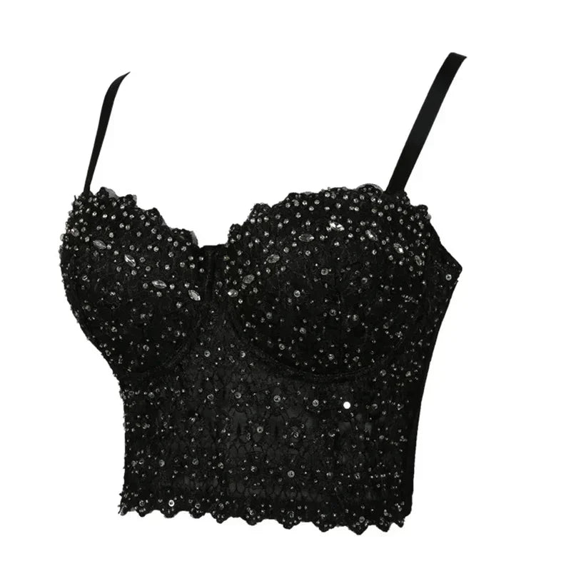 
                      
                        Rhinestone Diamond Sequin Tank Top Corset Crop Tops
                      
                    