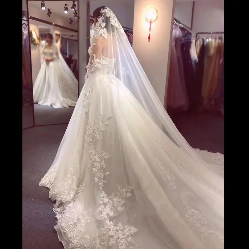 Bridal Veil 3m 4m 5m Long With Comb Lace Cathedral Wedding Veil
