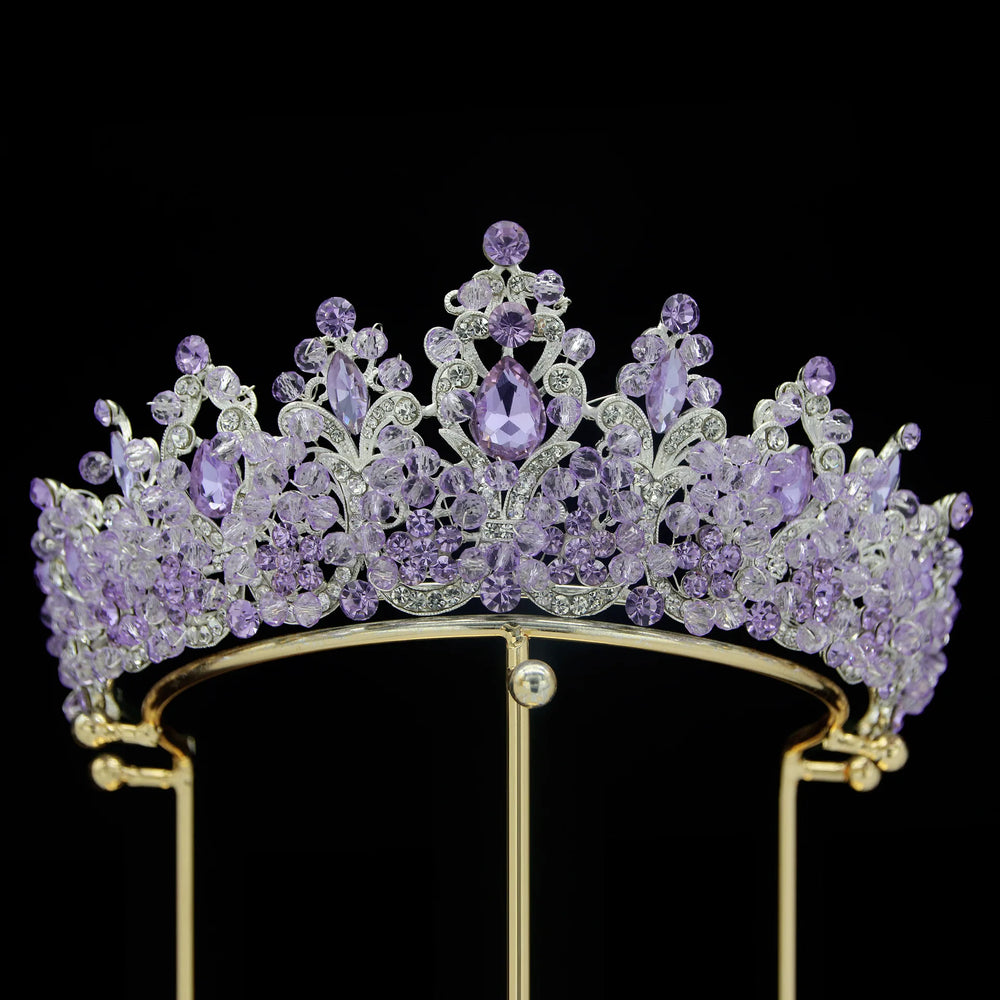 
                      
                        Royal Purple Crystal Bead Tiaras Crown Party Hair Accessory
                      
                    