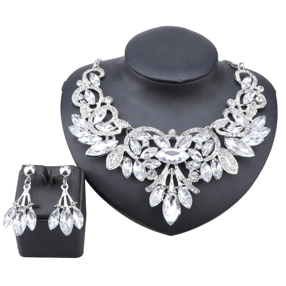 
                      
                        Fashion Rhinestones Crystal Statement Necklace Earrings Bridal Party Jewelry Sets
                      
                    