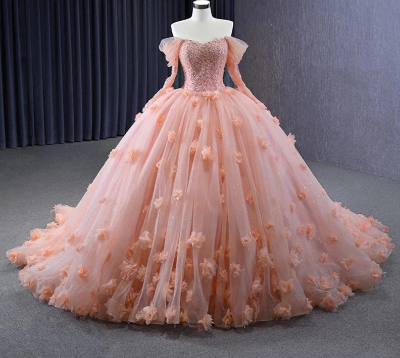 3D Flower Quinceañera Dress