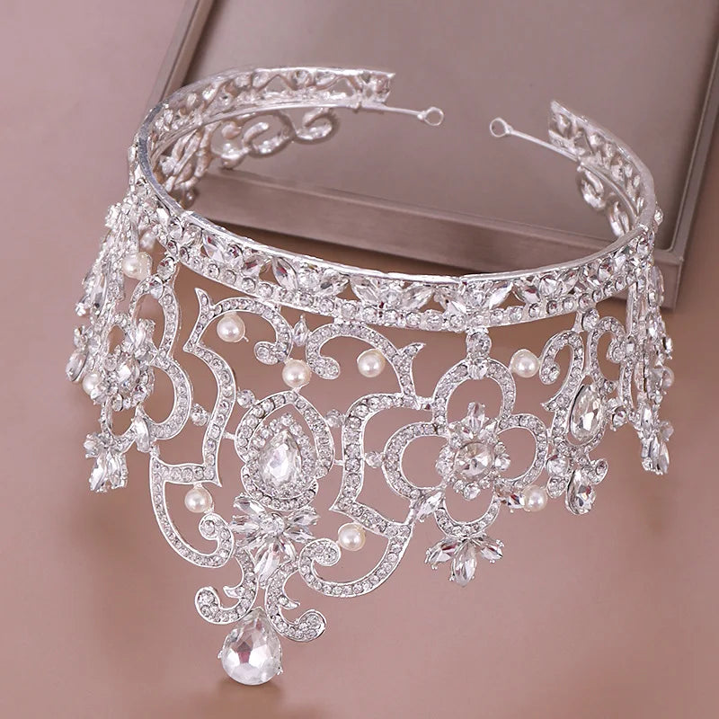 Crystal Rhinestone Pearls Party Pageant Tiara Crown Accessory