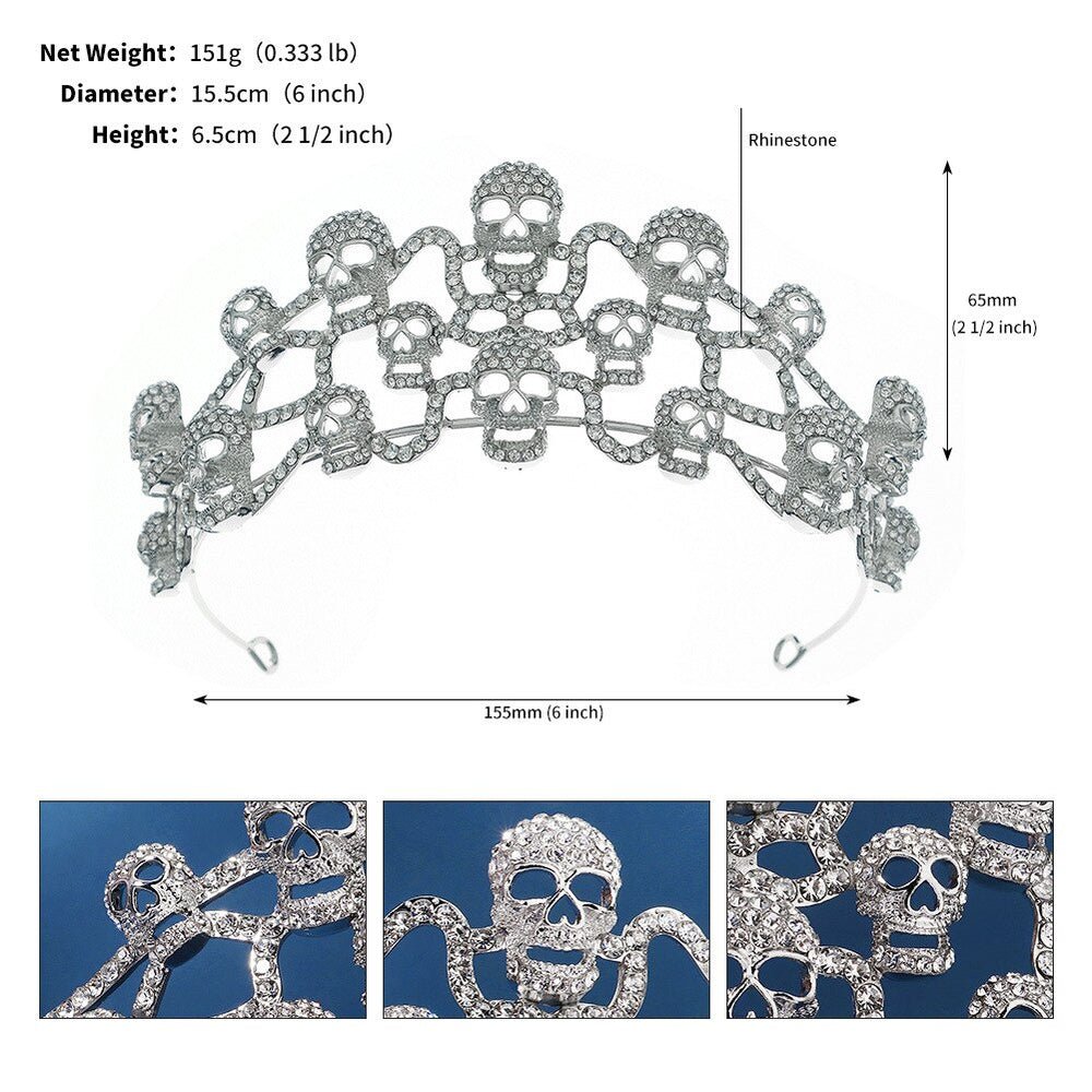 
                      
                        Crystal Skull Halloween Tiaras Crowns For Women Rhinestone Hair Accessory
                      
                    