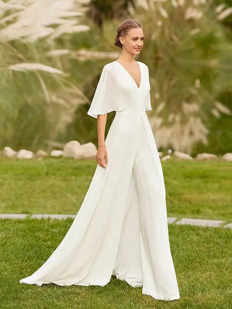 
                      
                        Chiffon Boho Beach Wedding Dress Pants Suit Bridal Summer Gown
                      
                    