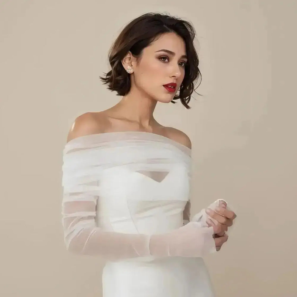 
                      
                        Bride Wrap Detachable Sleeve Transparent  Shoulders Wedding Cover Up
                      
                    