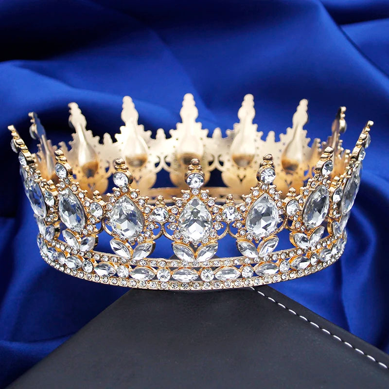 Classic Round Royal Queen King Tiara Crowns Wedding Party Jewelry Accessories