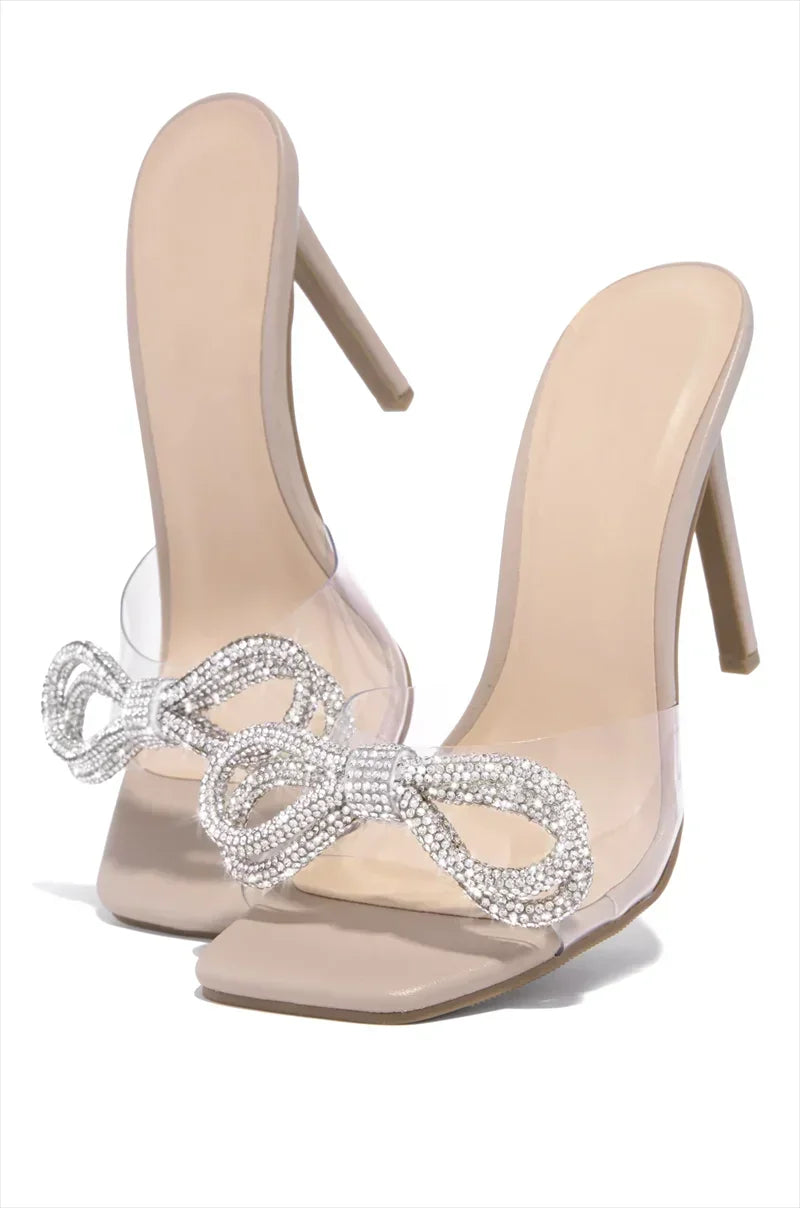 Rhinestone High Heel Shoes Slip On Party Sandals, step into elegance with these stunning Banquet Rhinestone PVC High Heel Slip On Shoes,