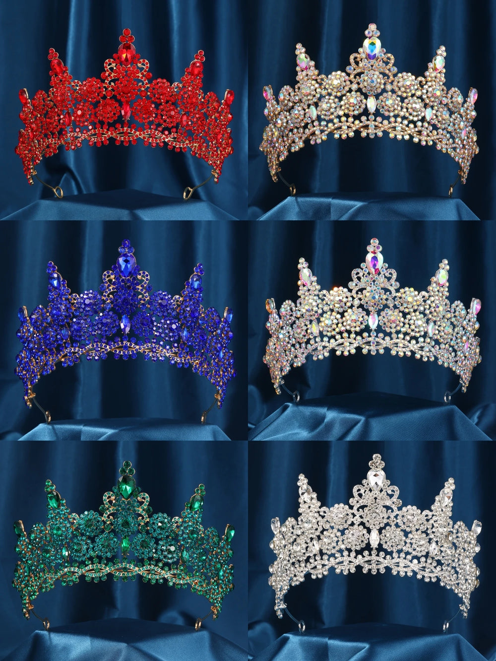 Crystal Rhinestone Prom Diadem Crown For Women Tiara Jewelry Hair Accessories