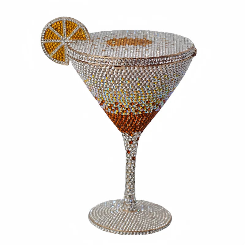 
                      
                        Decorative martini glasses purses with colorful gemstones mini clutches
                      
                    