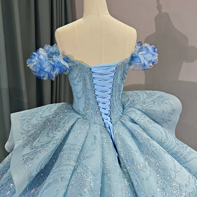 Blue Strapless Quinceañera Dress – TulleLux Bridal Crowns & Accessories
