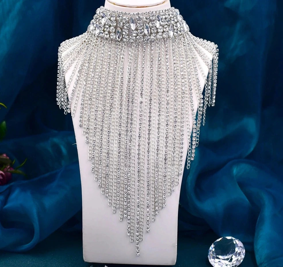 Fashion Ladies Crystal Fringe Necklace Party Wedding Event Accessory