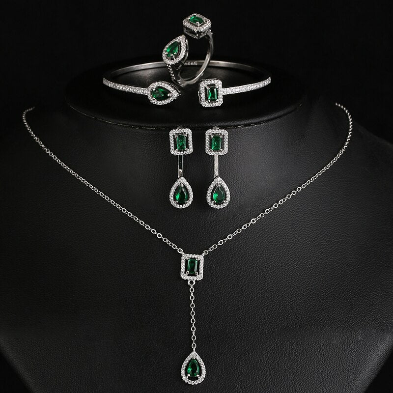 
                      
                        Luxury Green Cubic  Zirconia Crystal Necklace and Earrings Jewelry Set
                      
                    