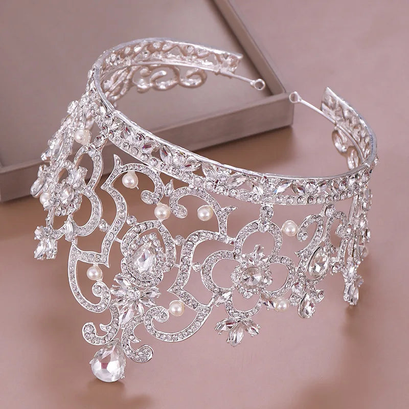 
                      
                        Crystal Rhinestone Pearls Party Pageant Tiara Crown Accessory
                      
                    