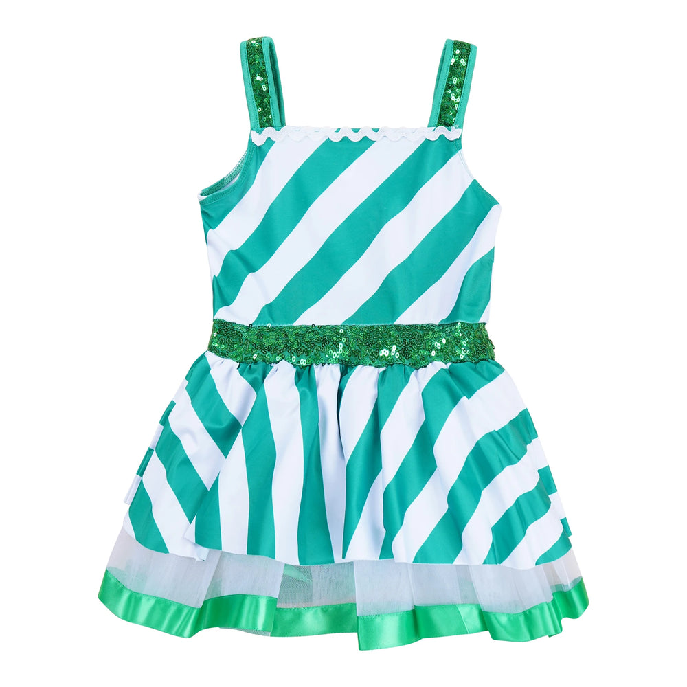 
                      
                        Girls Ballerina Costumes Sequins Striped Baton Twirling Leotard Dress
                      
                    