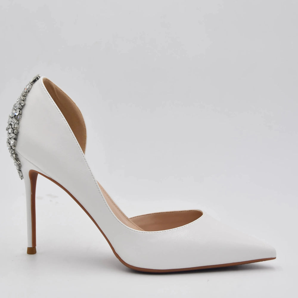 
                      
                        Crystal  Rhinestone White Pointed High Heel Wedding Pumps
                      
                    