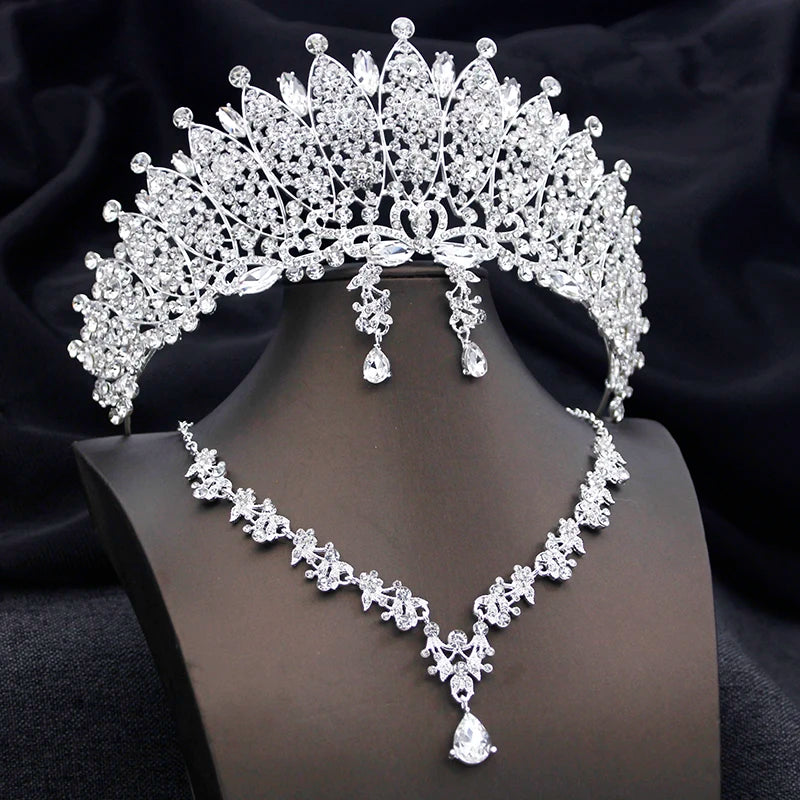 
                      
                        Crown Tiara Earrings Necklace Bridal Jewelry Set Accessories
                      
                    