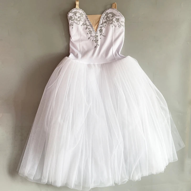 Ballet Dress White Girls Tutu Ballet Long Skirt Ballerina Dance Performance Costume