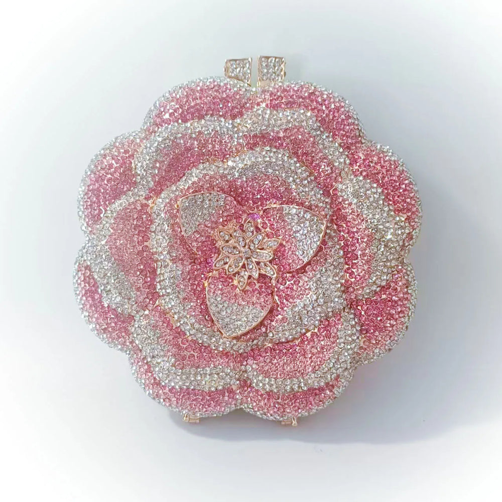 
                      
                        Crystal Rose Clutch Purse Rhinestone Evening Wedding Party Purse, elevate your evening with this exquisite rose floral mini clutch
                      
                    