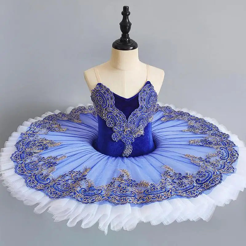 
                      
                        Girls Blue Embroidered Pancake Tutu Ballerina Dance Costume
                      
                    