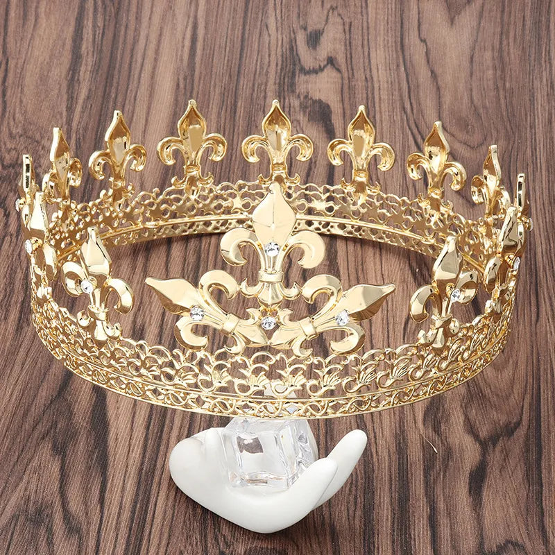 Load image into Gallery viewer, Baroque Royal King Crown For Men Round Costume Hair Accessory
