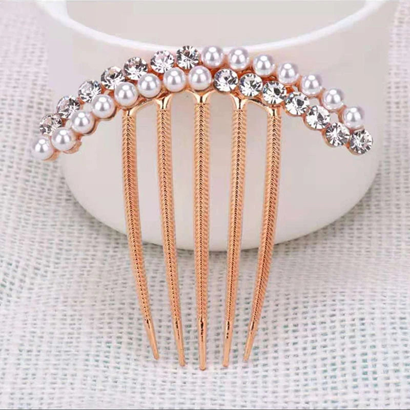 
                      
                        5 Teeth Hair Side Combs Pearl Crystal Wedding Bridal  Hair Comb Accessory
                      
                    