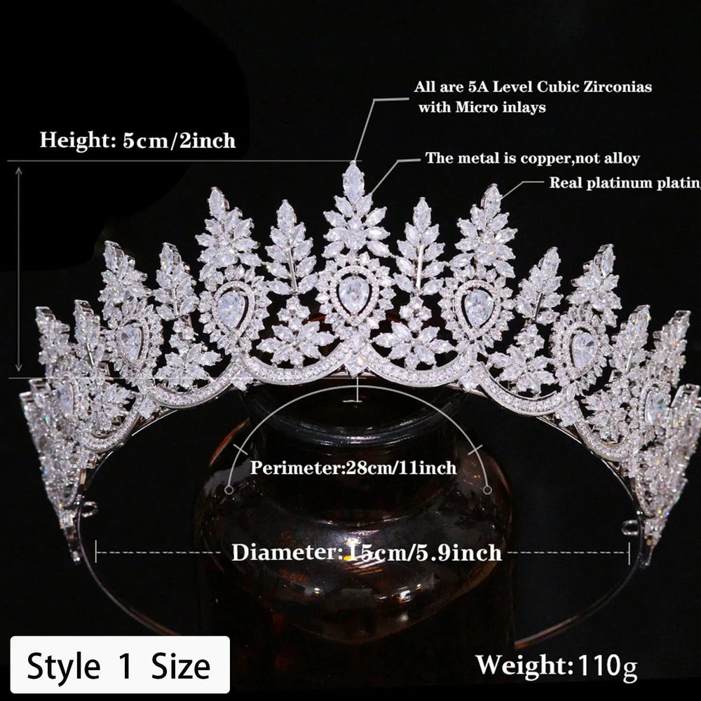 
                      
                        Full Cubic Zirconia Wedding Tiara Crow Water Drop CZ Party Hair Accessory
                      
                    