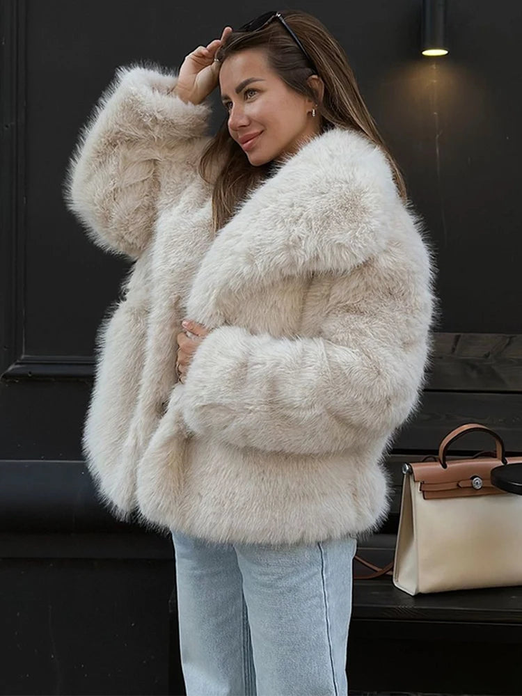 
                      
                        Luxury Faux Fur Women's Jacket Street Fashion Long Sleeve Lapel Ladies Coat
                      
                    