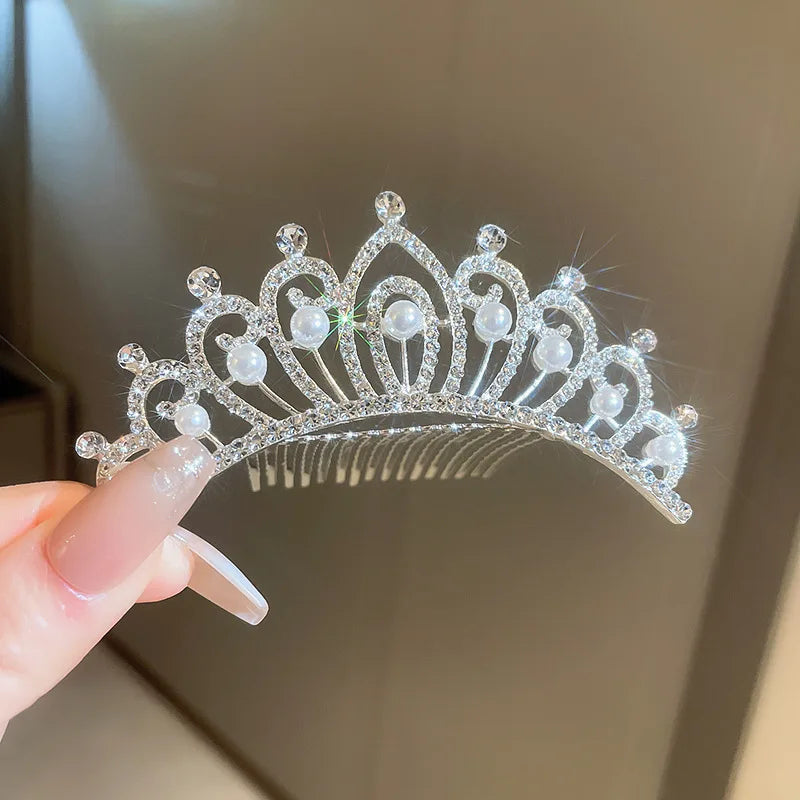 
                      
                        Girls princess tiara crowns in a variety of styles, crystal tiaras on metal frame, pageant, prom, party events.
                      
                    