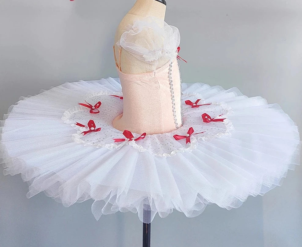 
                      
                        Girls Pink White Ballet Dance Costume Pancake Ballerina Tutu
                      
                    