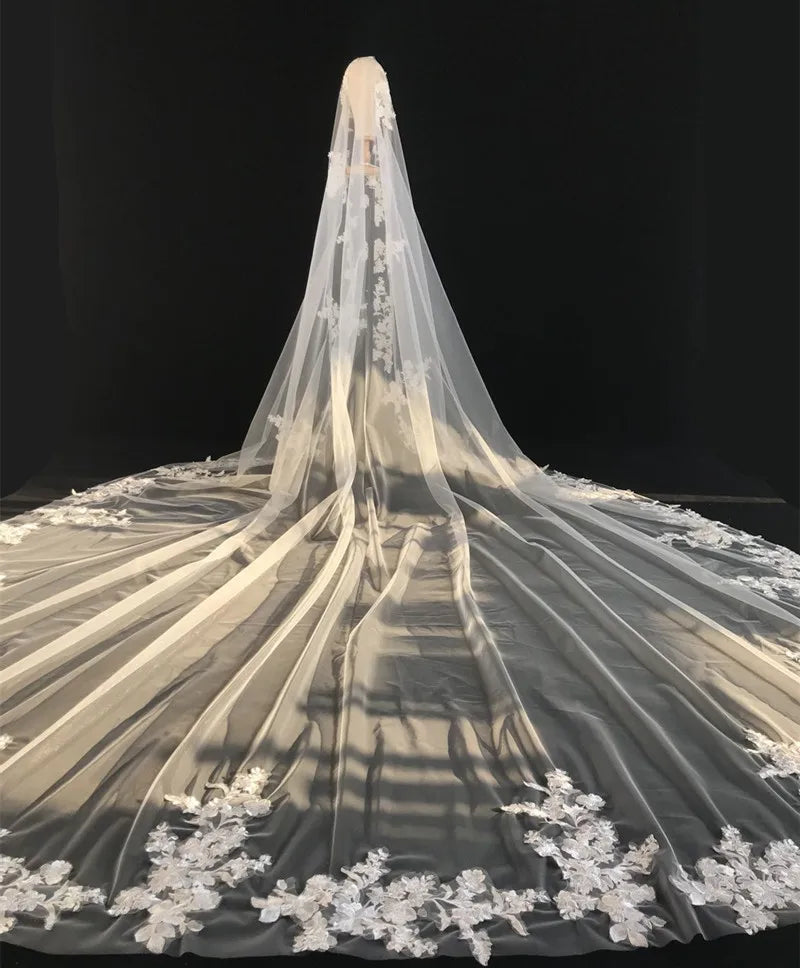 
                      
                        Bridal Veil 3m 4m 5m Long With Comb Lace Cathedral Wedding Veil
                      
                    