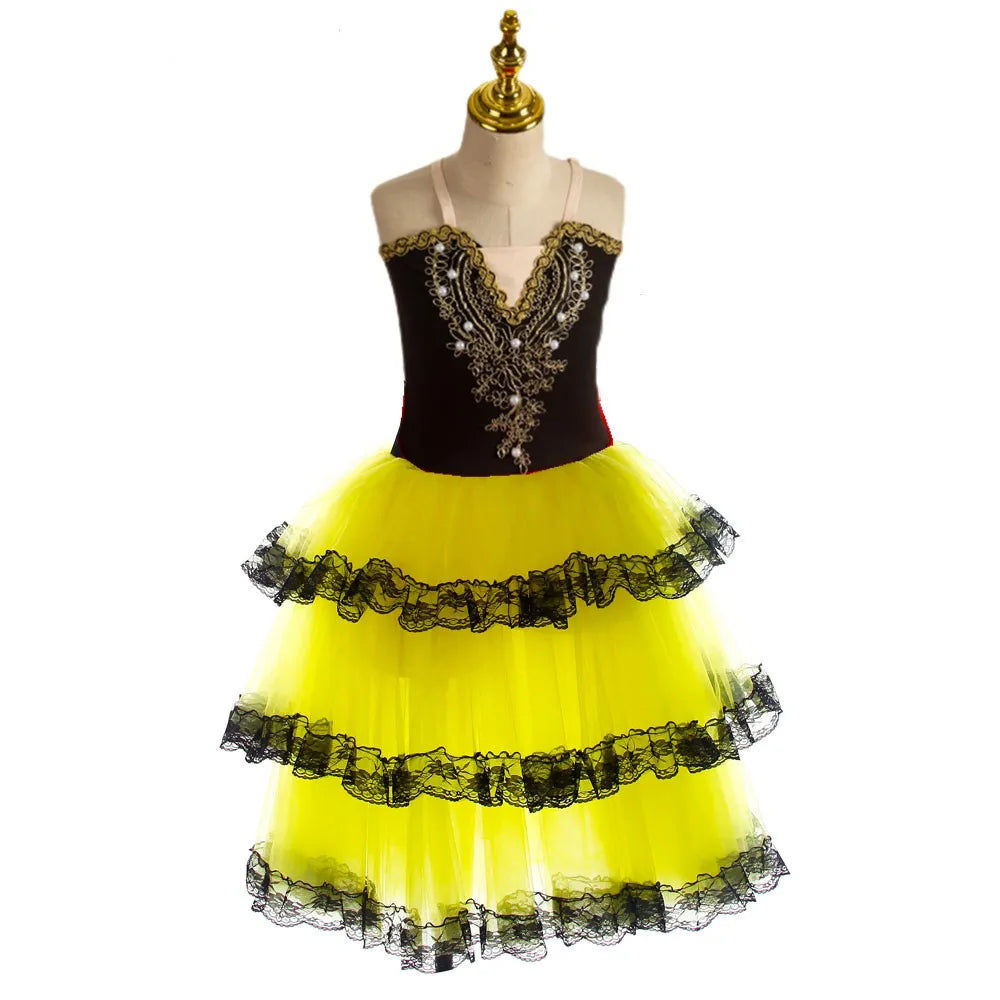
                      
                        Romantic Ballet Tutu Skirt For Girls Spanish Dress Soft Tulle Performance Ballerina Costumes
                      
                    