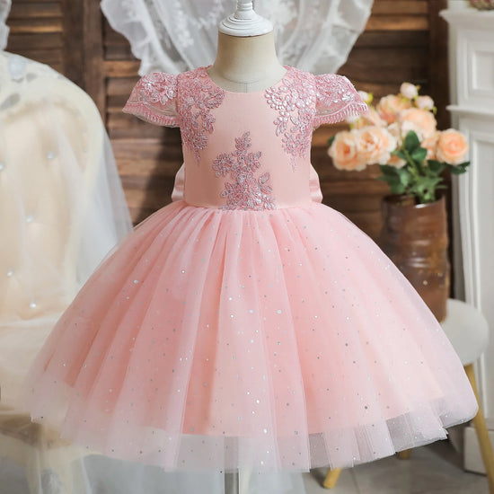 1-5 Yrs Toddler Girls Party Dresses Embroidery Lace Cute Baby 1st Birthday