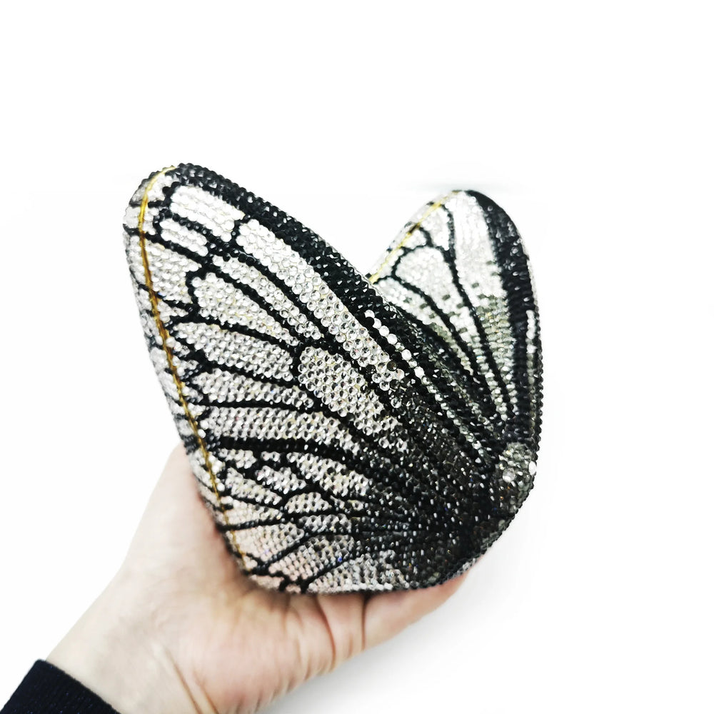 
                      
                        Colorful butterfly-shaped clutch bag mini purse for formal events with crystal beadwork 
                      
                    