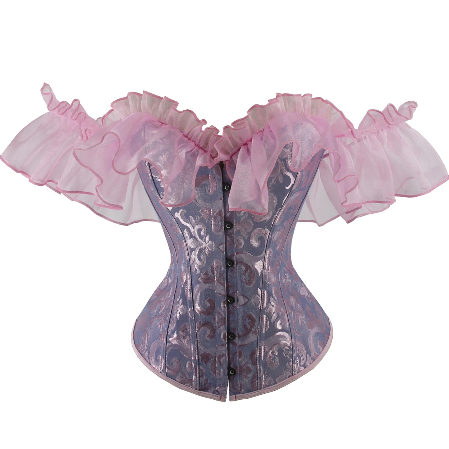 Off Shoulder Corset Top Gothic Corset Bustier Ruffles Short Sleeve Womens Top